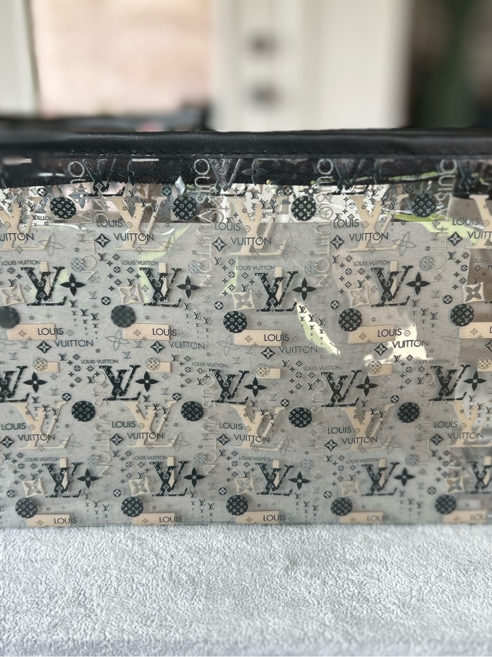 Clear Monogram Cosmetic Pouch - Black Trim